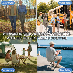 Walking Cane with Seat Support Aluminum Portable Stool for Seniors Adults Travel