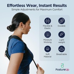 PostureUp Posture Corrector Back Support Brace for Women & One Size, Black