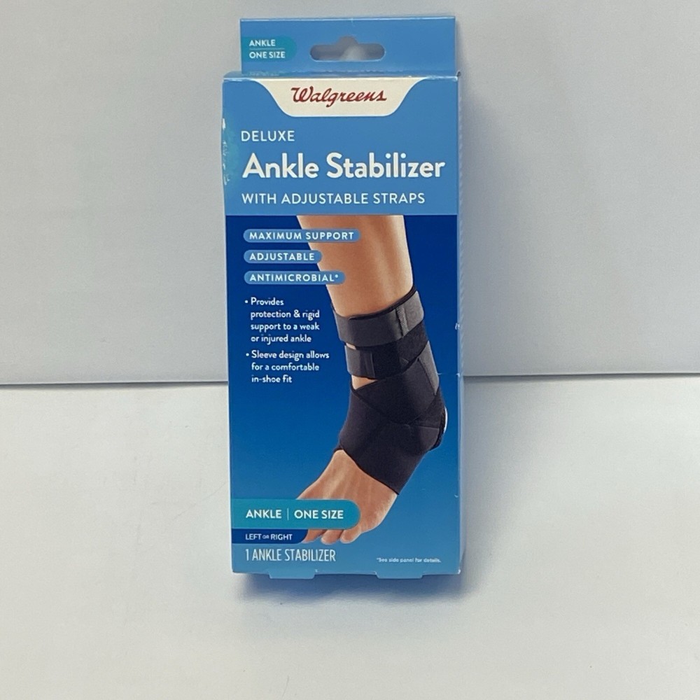 Ankle Stabilizer One Size Black. Adjustable With Straps Anti Microbial.