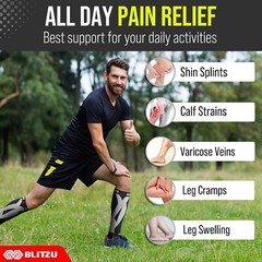 BLITZU Calf Compression Sleeves for Men Women. Footless Socks Support for Runnin