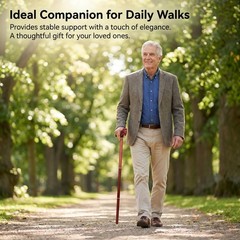 Handcrafted Solid Wood Walking Cane, 3-Section Detachable Brass Joints, Carve…