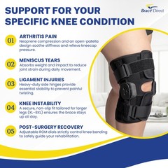 Plus Size External Hinged Knee Brace with Compression Wrap for Big & Wide Thighs