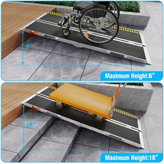 2-10ft Aluminum Multi-Folding Wheelchair Scooter Mobility Ramp Portable Non-Slip