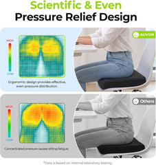 Cooling Gel Seat Cushion 11 Ventilation Grooves Ice-Silky Cover 18×16 In Strap