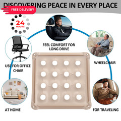 2-Pack Waffle Inflatable Seat Cushions (17×17 Inches) with 2 Air Pumps Cream