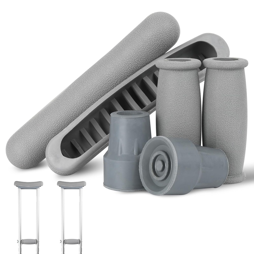 Crutch Pads and Caps Set (6 Pcs) – Comfort Padding for Armpits and Hand Grips…