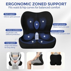 BANKQF Seat Cushion for Office Chair and Car, Ergonomic Memory Large, Black