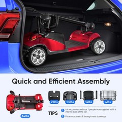 4 Wheels Mobility Scooter Electric Big Space for Overweight Adult W/ Rear Mirror