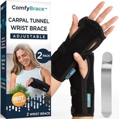 Carpal Tunnel Wrist Brace (Pack of) with Splint and Palm Cushion – 2