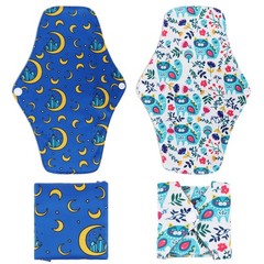 PHOGARY Reusable Menstrual Pads, Bamboo Cloth Pads 9 Piece Set, Colorful-b