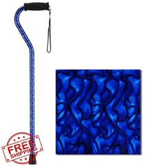 NOVA Designer Walking Cane Offset Handle Lightweight Blue Waves