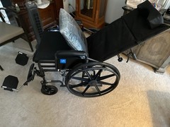 Medline Recliner Wheelchair Black Adjustable Footrests Reclining Backrest