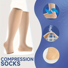 Breathable Fabric Medical Compression Socks Open Toe Stockings for Women Men USA