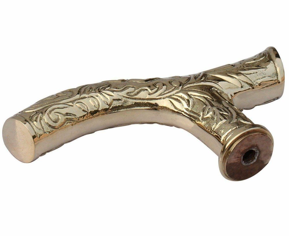 Antique Solid Brass Golden Finish Designer Handle for Walking Stick Cane