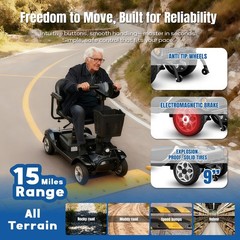 ROBTWOK 4-Wheel Portable Mobility Scooter 15 Mile 330 LBS