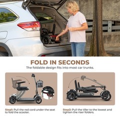Folding Electric Mobility Scooter for Adults 4 Wheel Travel Scooter with Seat