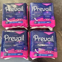 Prevail Daily Pads for Bladder Leaks Women’s Regular 20 Count Pack Lot of 4 PKS