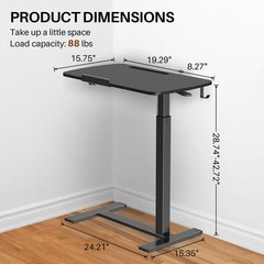 Overbed Bedside Table with Wheels,Tiltable Hospital Bed Table, Pneumatic Adju…
