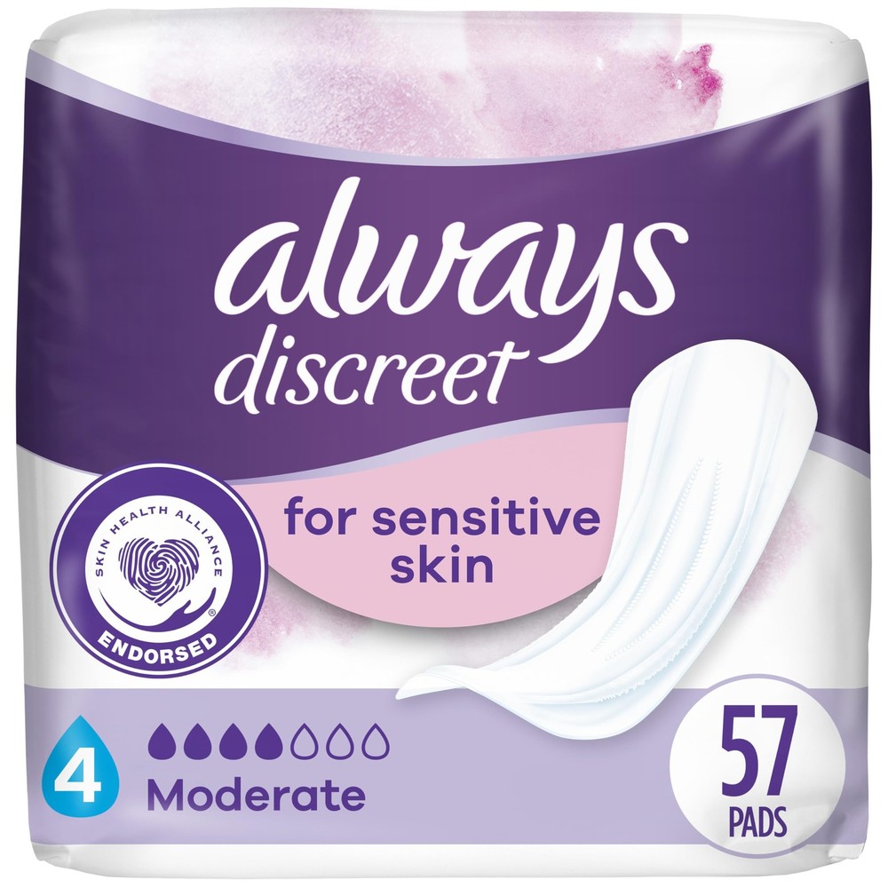 Incontinence Pads for Bladder Leaks Sensitive Skin Moderate Absorbency 57 Count