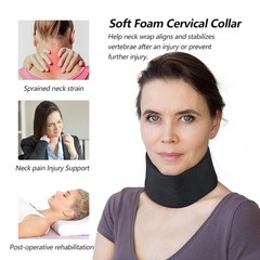 Medium Black Soft Neck Brace Foam Cervical Collar Adjustable Injury Support
