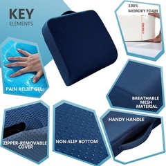 Extra Thick Gel Memory Foam Seat Cushion 19×17.5 Pain Relief Wheelchair Office