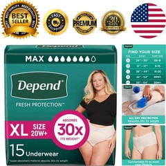 Odor Control Extra-Large Adult Diapers – 30x Super Absorbent 15 Count for Women