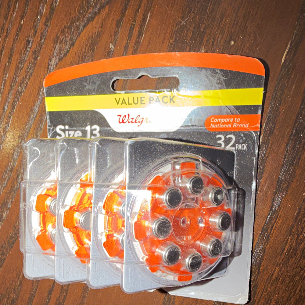 Walgreens Size 13 (Orange) Zinc-Air Hearing Aid Batteries 1.45V 32 Pack
