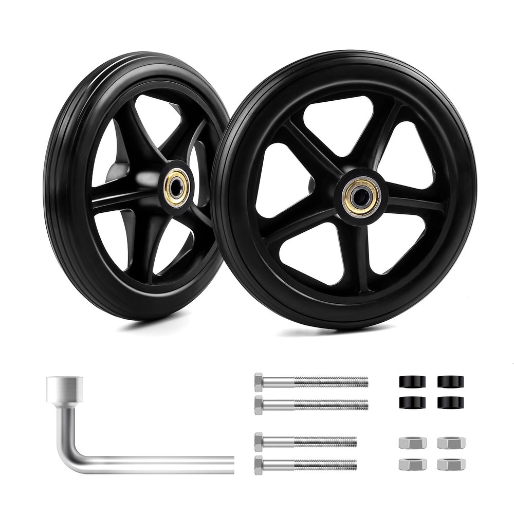 Royitay 2 Pack 6 Inch Rubber Wheelchair Wheels Replacement 6 inches, Black