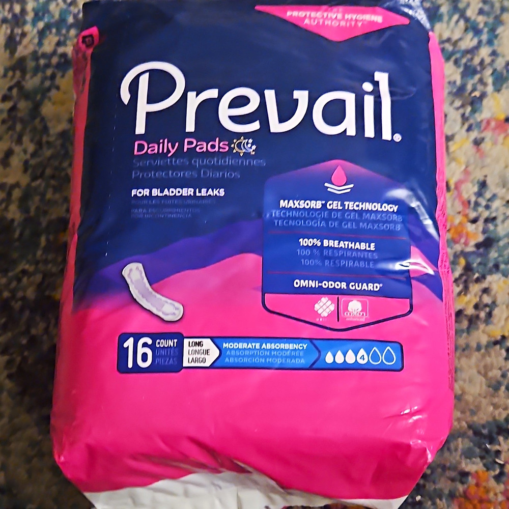 Prevail Daily Pads Incontinence Pads Long Moderate Absorbency 16ct Breathable