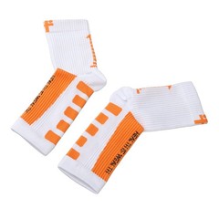 White and Orange Sports Heel Socks Ankle Protection Foot Sleeve Support WT