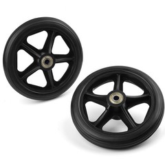 Royitay 2 Pack 6 Inch Rubber Wheelchair Wheels Replacement 6 inches, Black