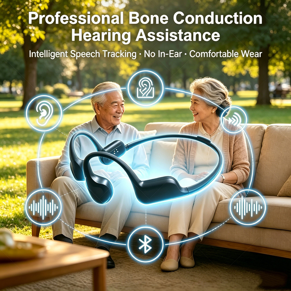 Bluetooth 5.4 Bone Conduction Hearing Assist Magnetic Charge For Elderly