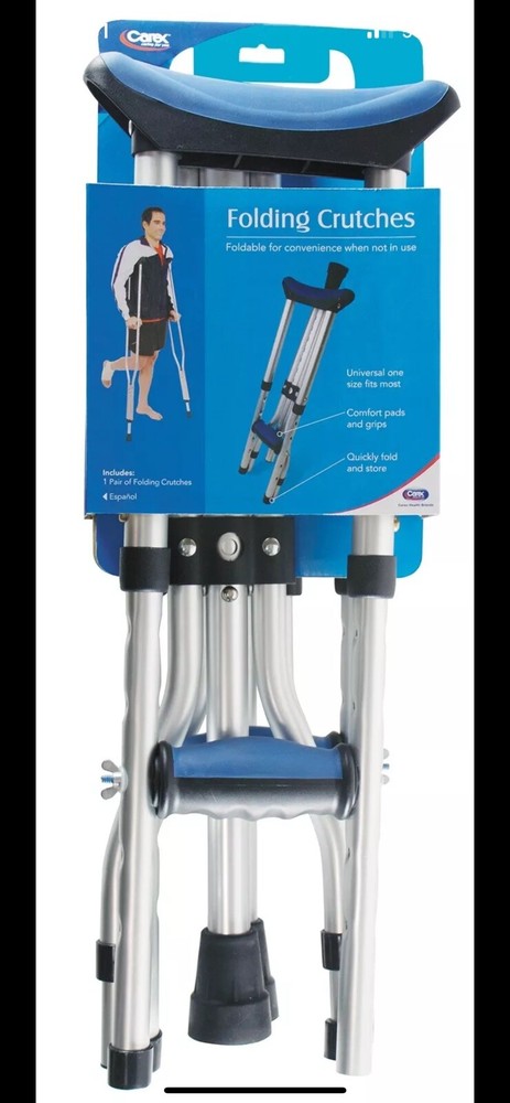 Carex Blue Folding Crutches Aluminum/Plastic 59 in. H X 8 in. L