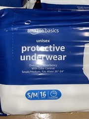 Amazon Basics Unisex Protective Underwear 64 Count Overnight Small/Medium White