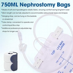 750ml Nephrostomy Bags, 3 Pack Urine Drainage Bag, Clear Bags with 24″ Silico…