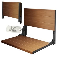 Folding Shower Seat 20“, Large Teak Shower Seat, Folding Shower Bench, Wall