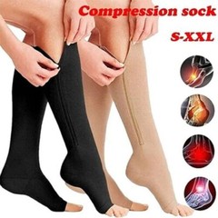 Copper Zipper Compression Socks Support Graduated Stockings Mens Women 20-30mmHg