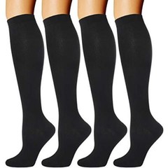 4 Pairs Compression Socks 20-30 mmHg Knee High Stockings, Large/Extra Large
