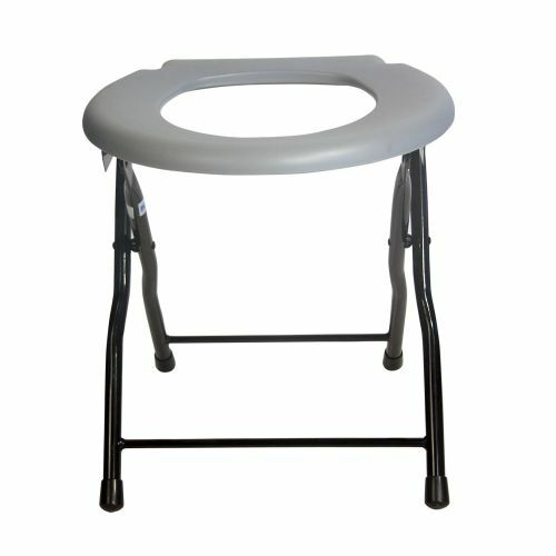 Folding Commode Toilet Chair Steel Portable Camping Seat, 250 Pounds Capacity