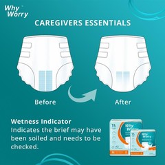 WhyWorry Adult Diapers with Tabs, Maximum Absorbency, Unisex, Large, 15 Count