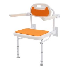 Folding Shower Chair Wall Mounted W/backrest Height Adjustable Nursing Bath Seat