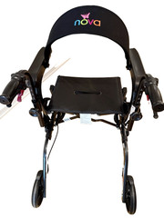 NOVA 4-Wheel Rollator Walker w/ Seat, Hand Brakes, Padded Backrest, Bag. UNUSED