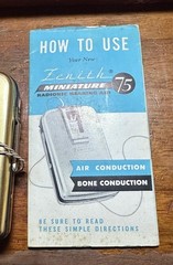 Vintage 1951 Zenith 75 Radionic Hearing Aid w/ Box & Manuals