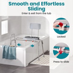 400lb Sliding Tub Transfer Bench Shower Chair Sliding Shower Chair & Backrest