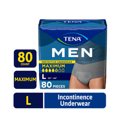 TENA Men Incontinence Underwear Maximum, L, 80 count (Waist size 34in-44in)