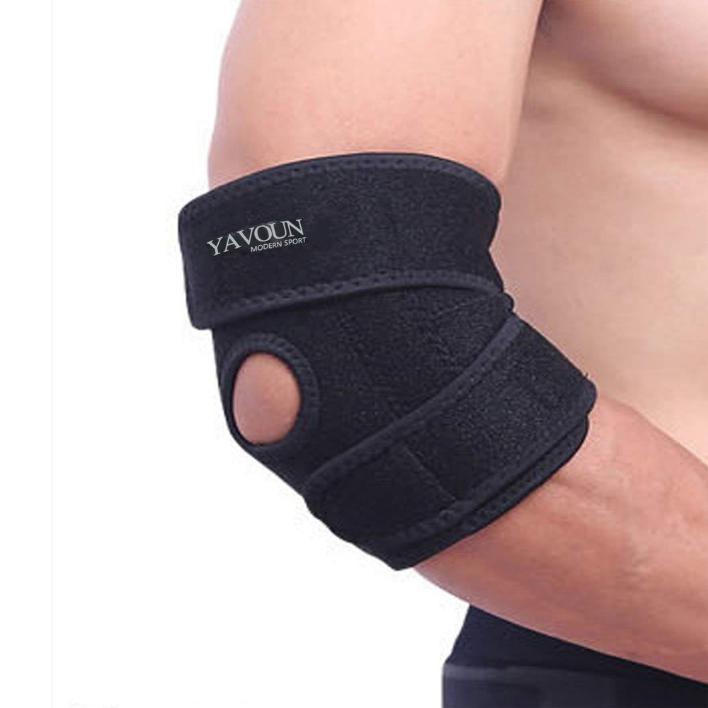 Elbow Brace, Adjustable Tennis Support for 1 Count (Pack of 1), Black