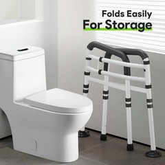 Delog Stand Alone Toilet Safety Rail – Adjustable Width & Height Fit Any Toil…