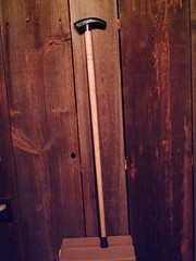 walking cane Bison Horn handle lathe taper figured Hickory shaft MADE IN THE USA