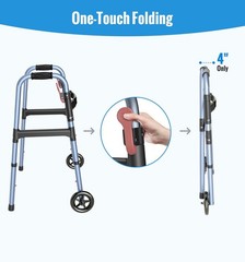 Lightweight Foldable Walker for Seniors – 350lb Capacity, Adjustable Height, Eas