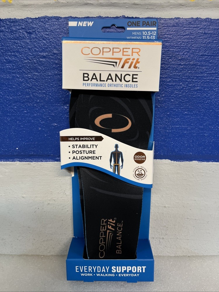 Copper Fit Balance Performance Orthotic Insole Men’s 10.5-12 Womens 11.5-13 New